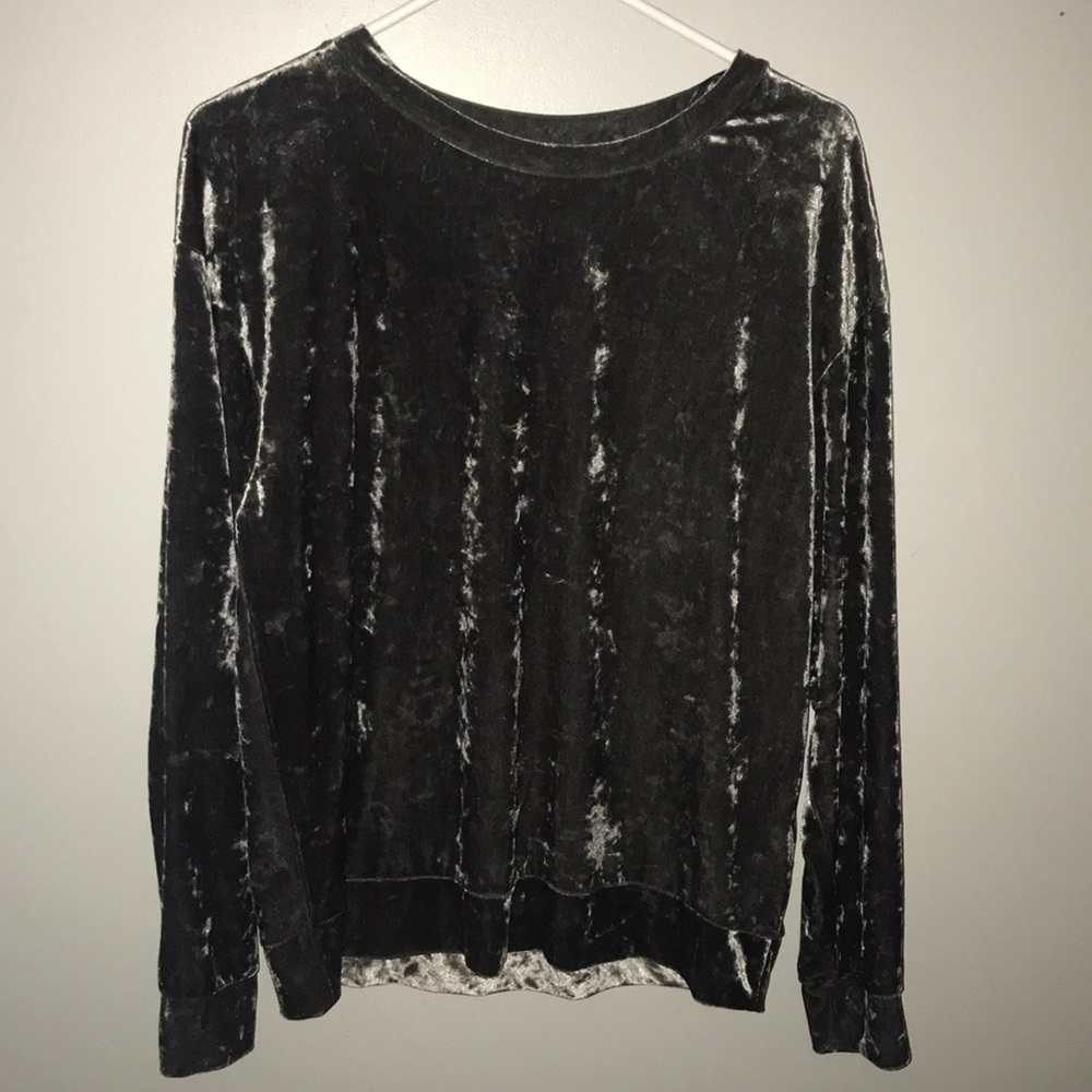 long sleeve black velvet shirt